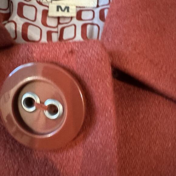 Tulle Orange Wool Button-Up Jacket Lined Short Medium Bows Feminine Preppy READ - Picture 4 of 15